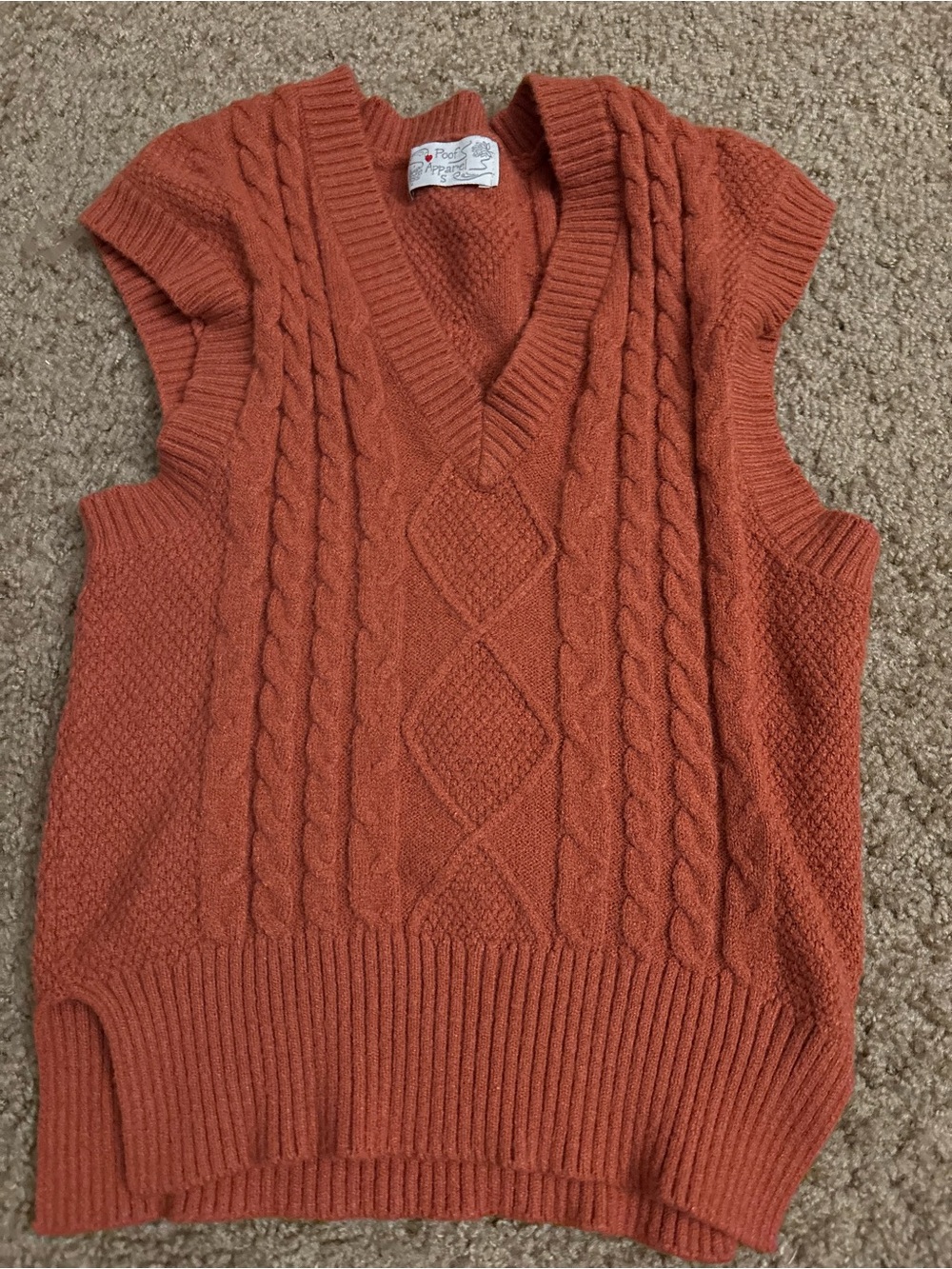 Peach Puff Cable Knit Sleeveless Sweater Vest